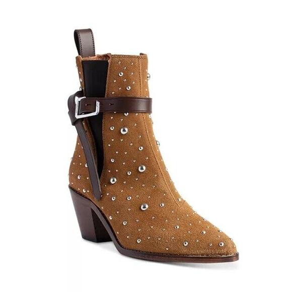 Zadig & Voltaire Tyler Cecilia Dream Studded Suede Booties Boots $598, Sz 37 - Picture 1 of 9